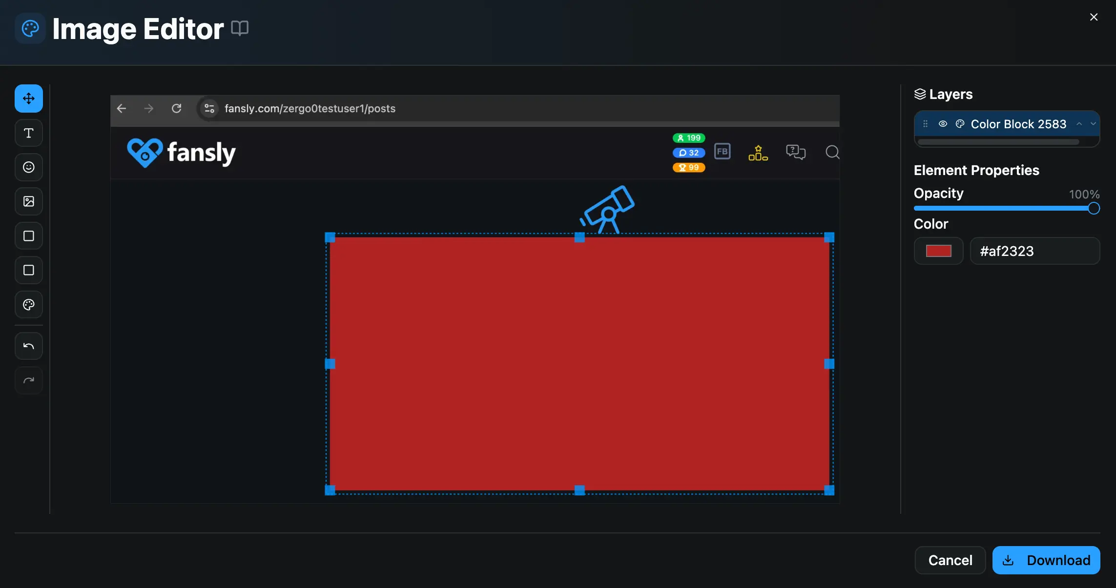 Image Editor Color Block tool preview