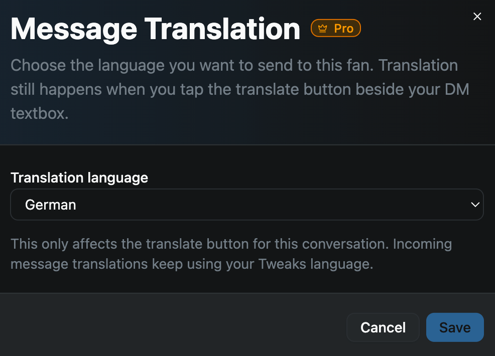 Message Translation per user