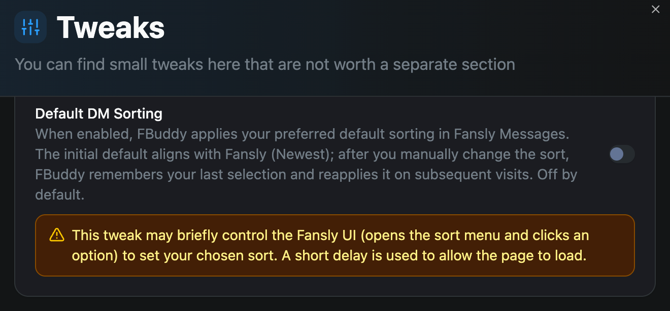 Default DM Sorting