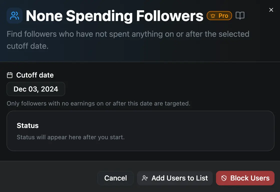 None Spending Followers feature preview