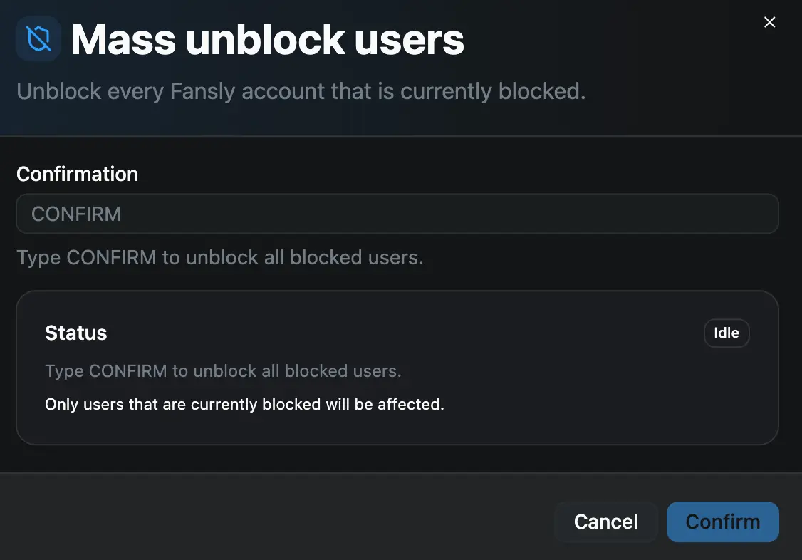 Mass Unblock Users feature preview