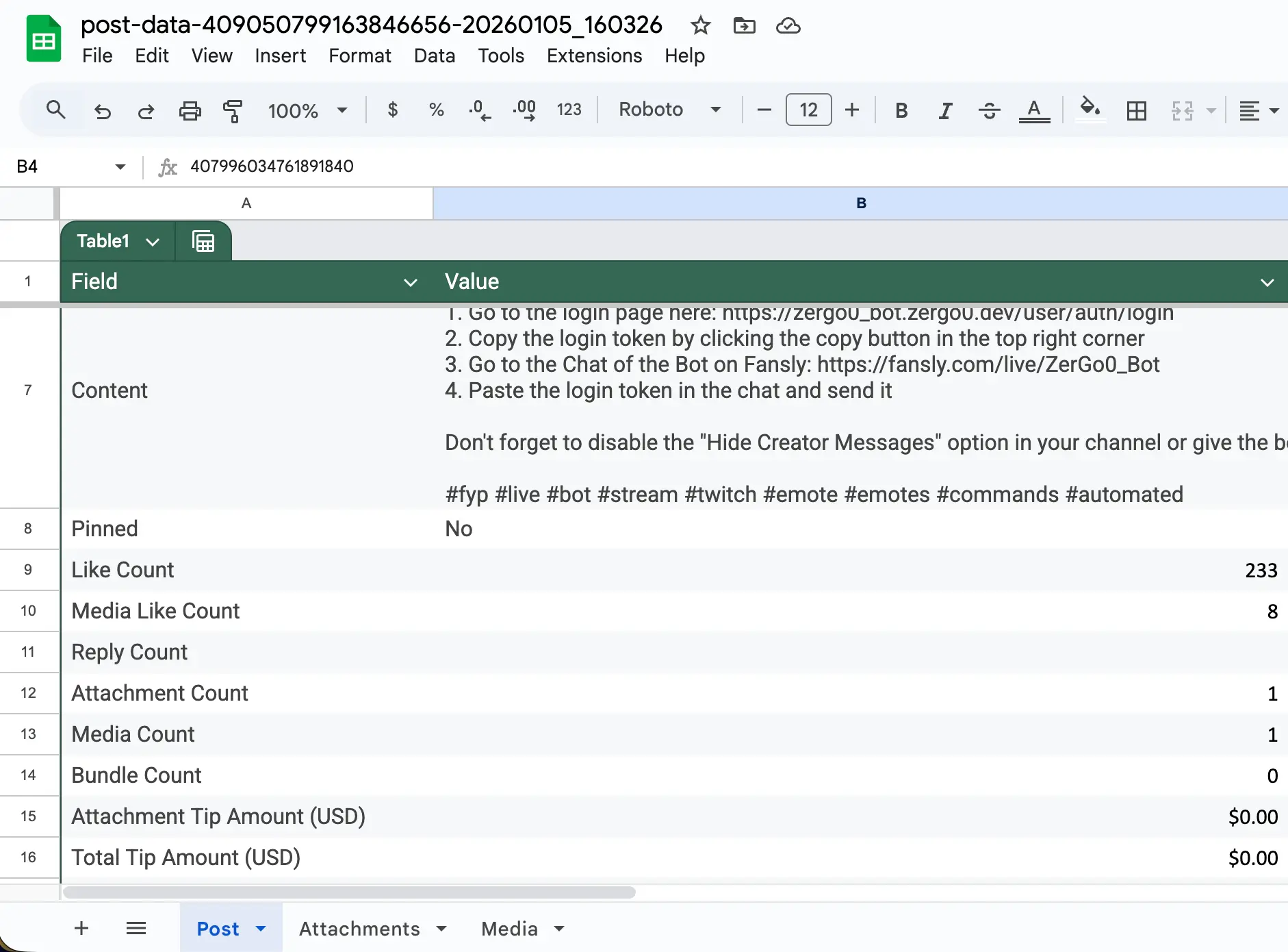 Export Post Data feature preview