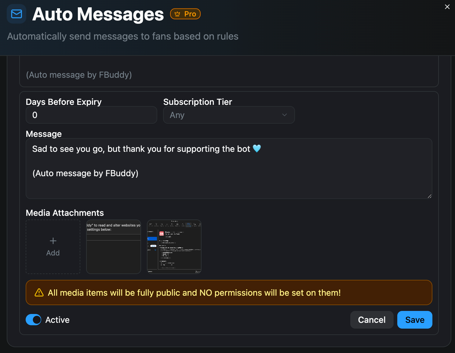 Auto Messages media attachments