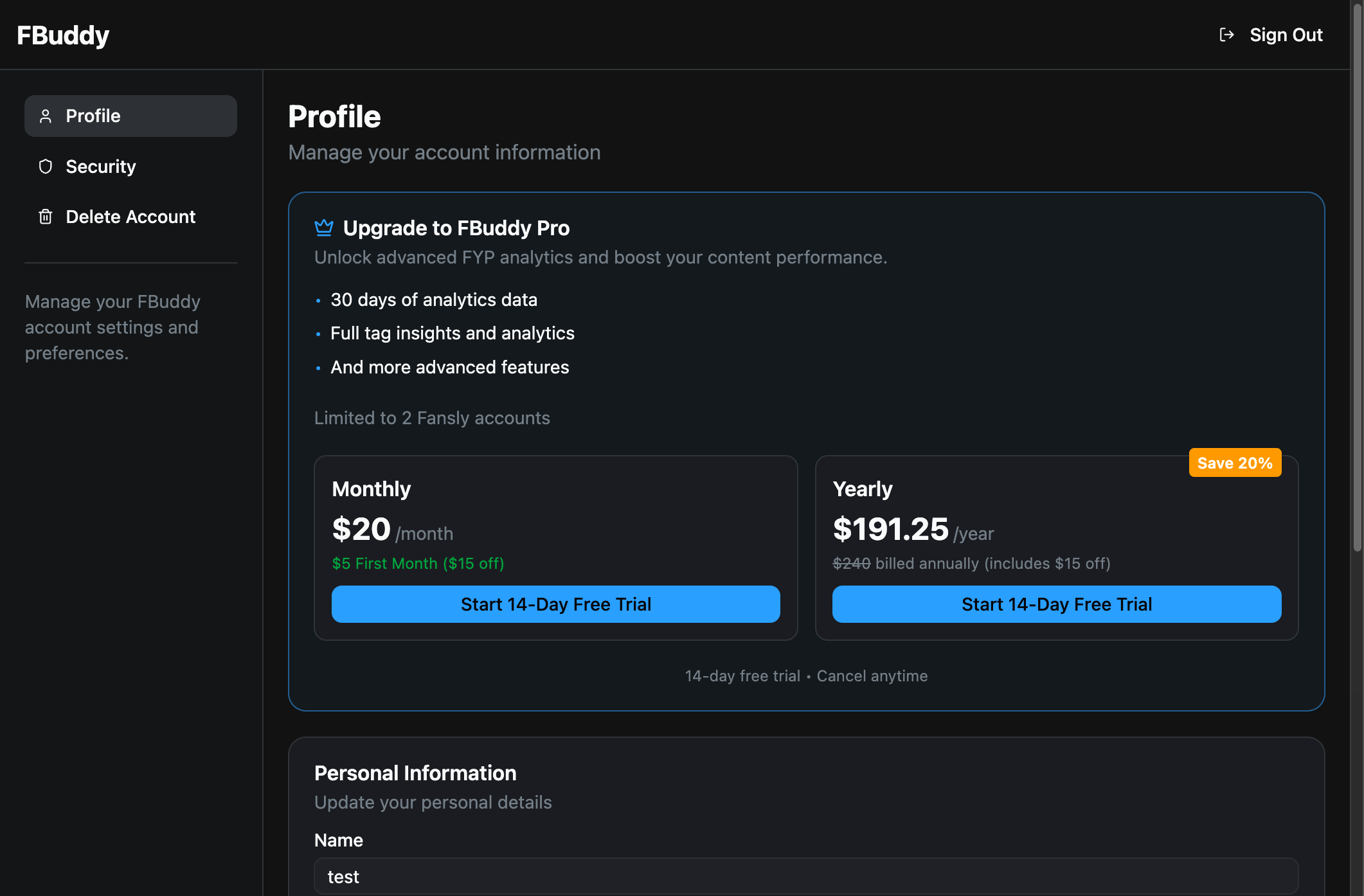Plan selection on auth page