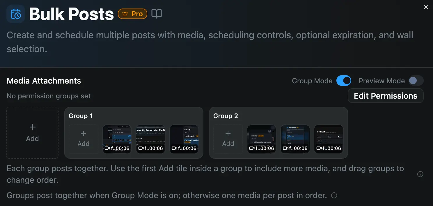 Bulk Posts Group Mode preview