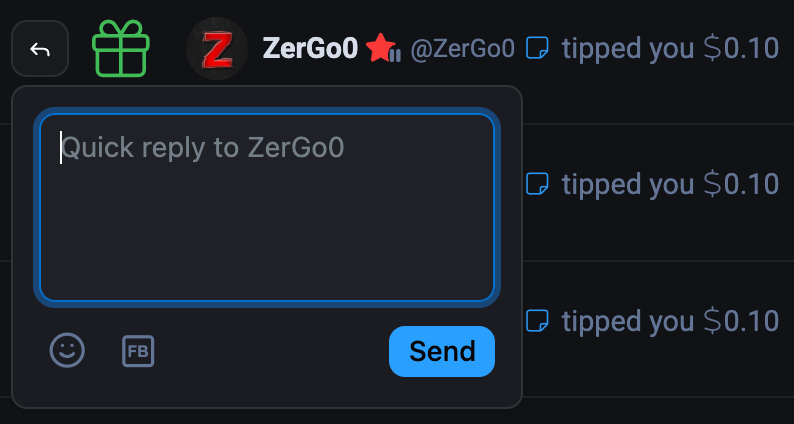 Quick Reply button to Fansly's notifications page
