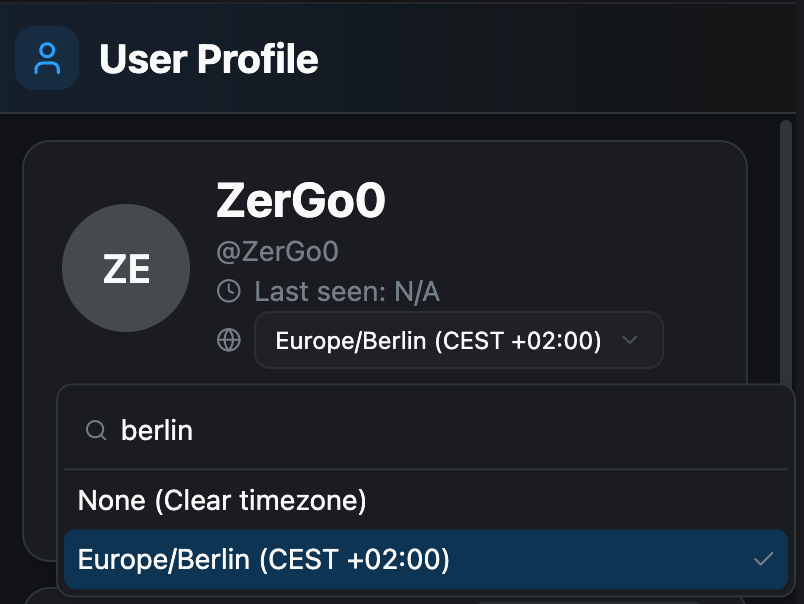 Search for the timezone selector