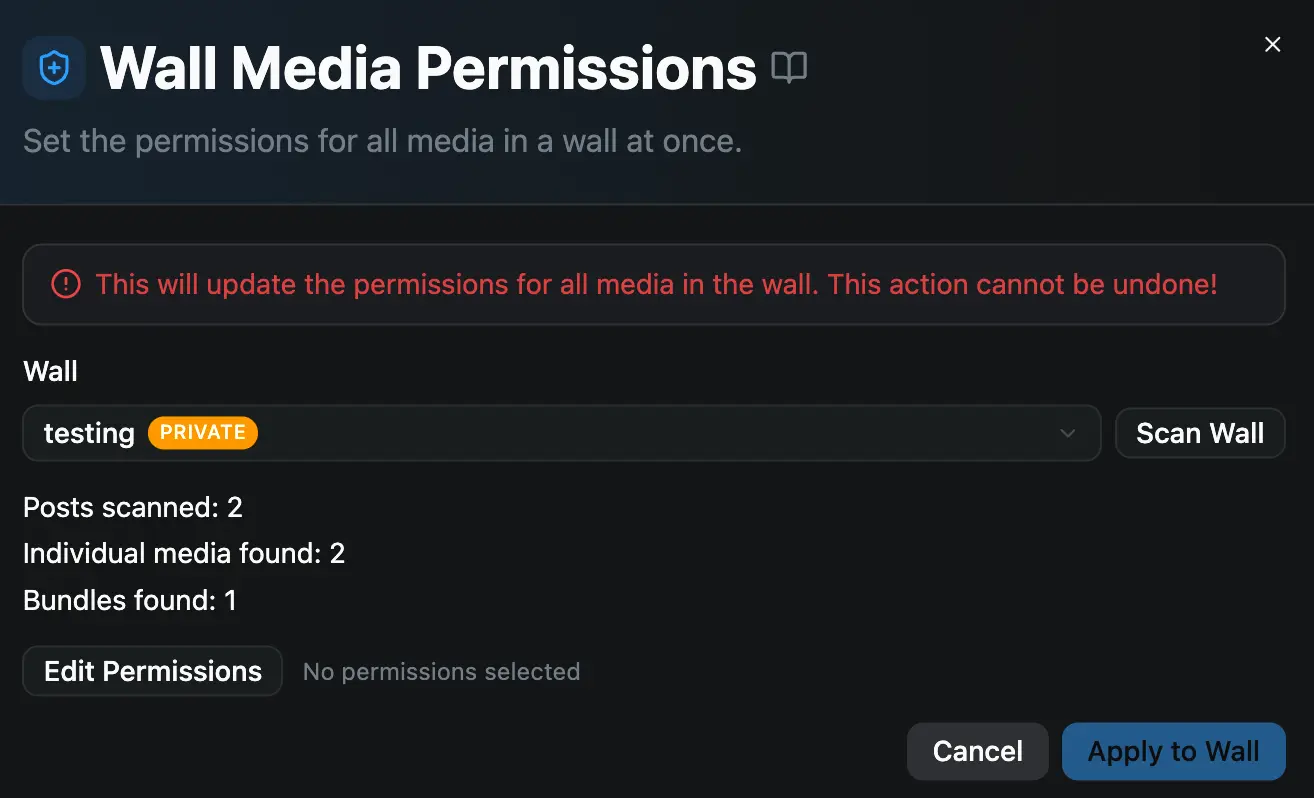Wall Media Permissions feature preview