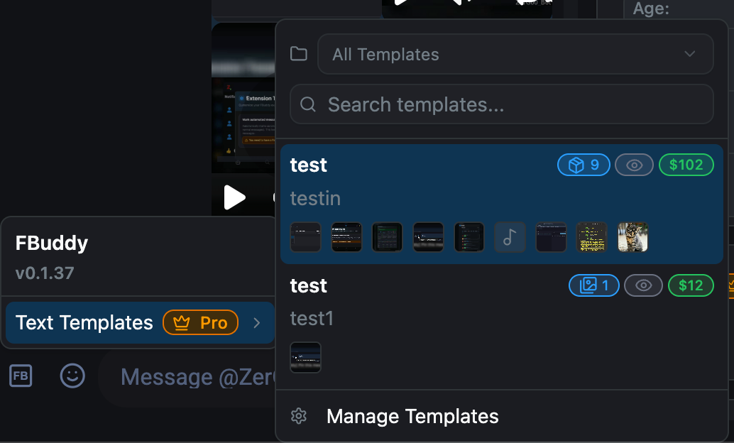 Text Templates in DMs drop down menu