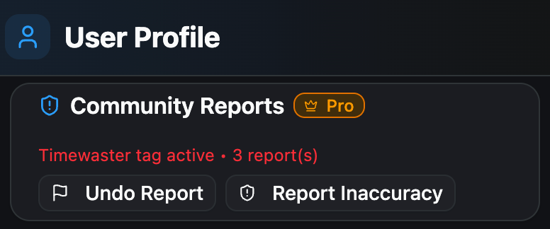 Timewaster badge report ui