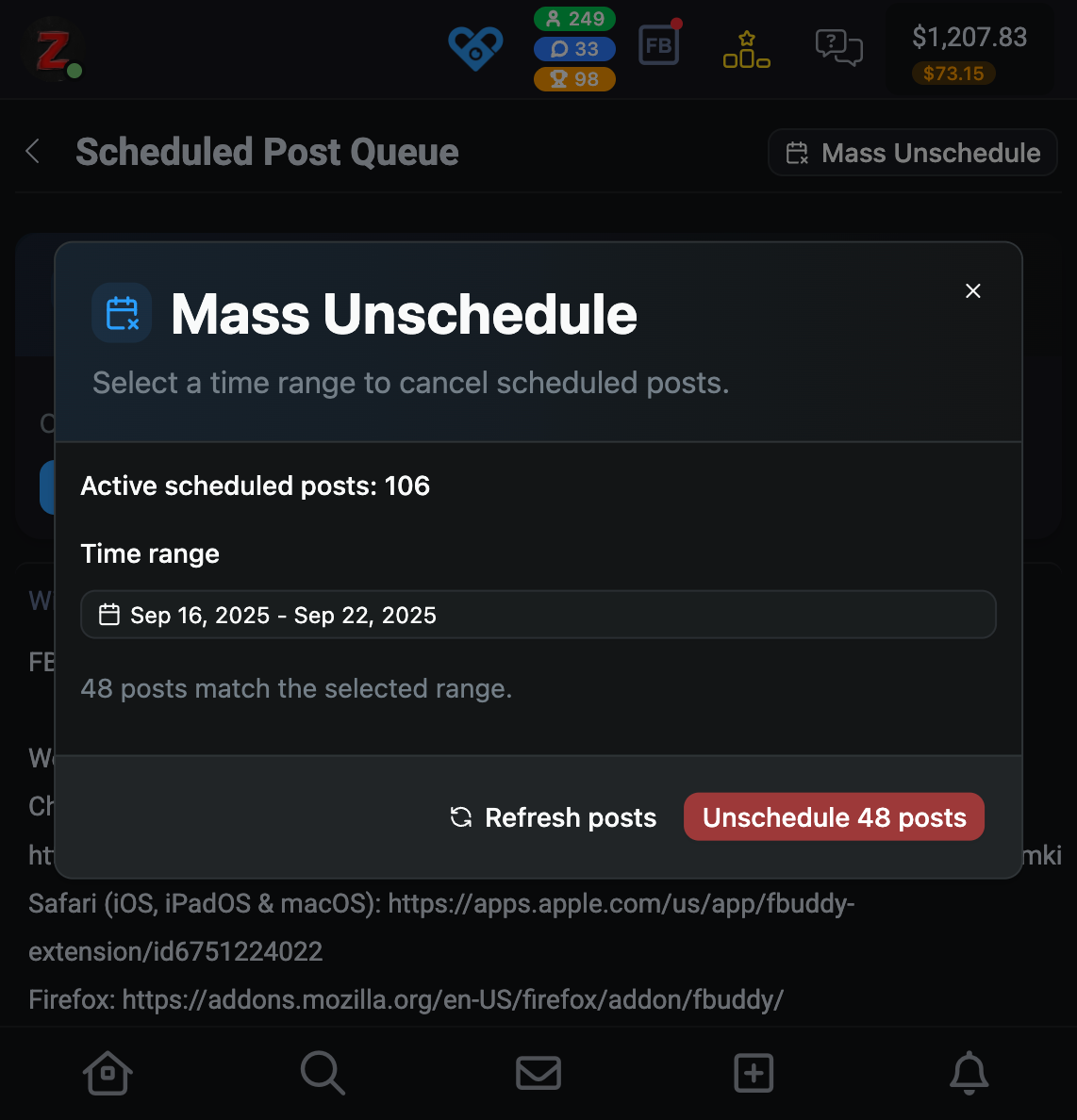 Mass Unschedule feature