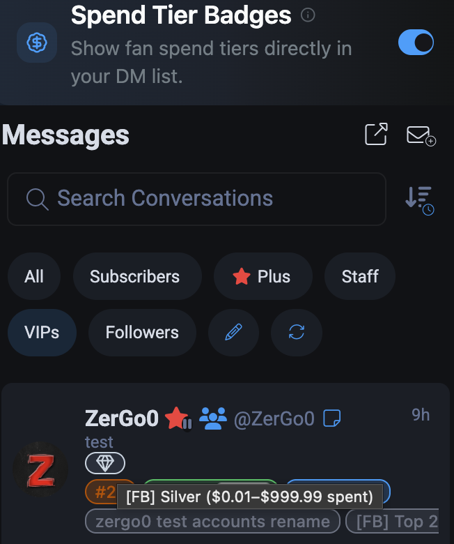 Spending Tier Badges preview