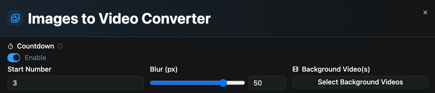Images to Video Converter countdown feature