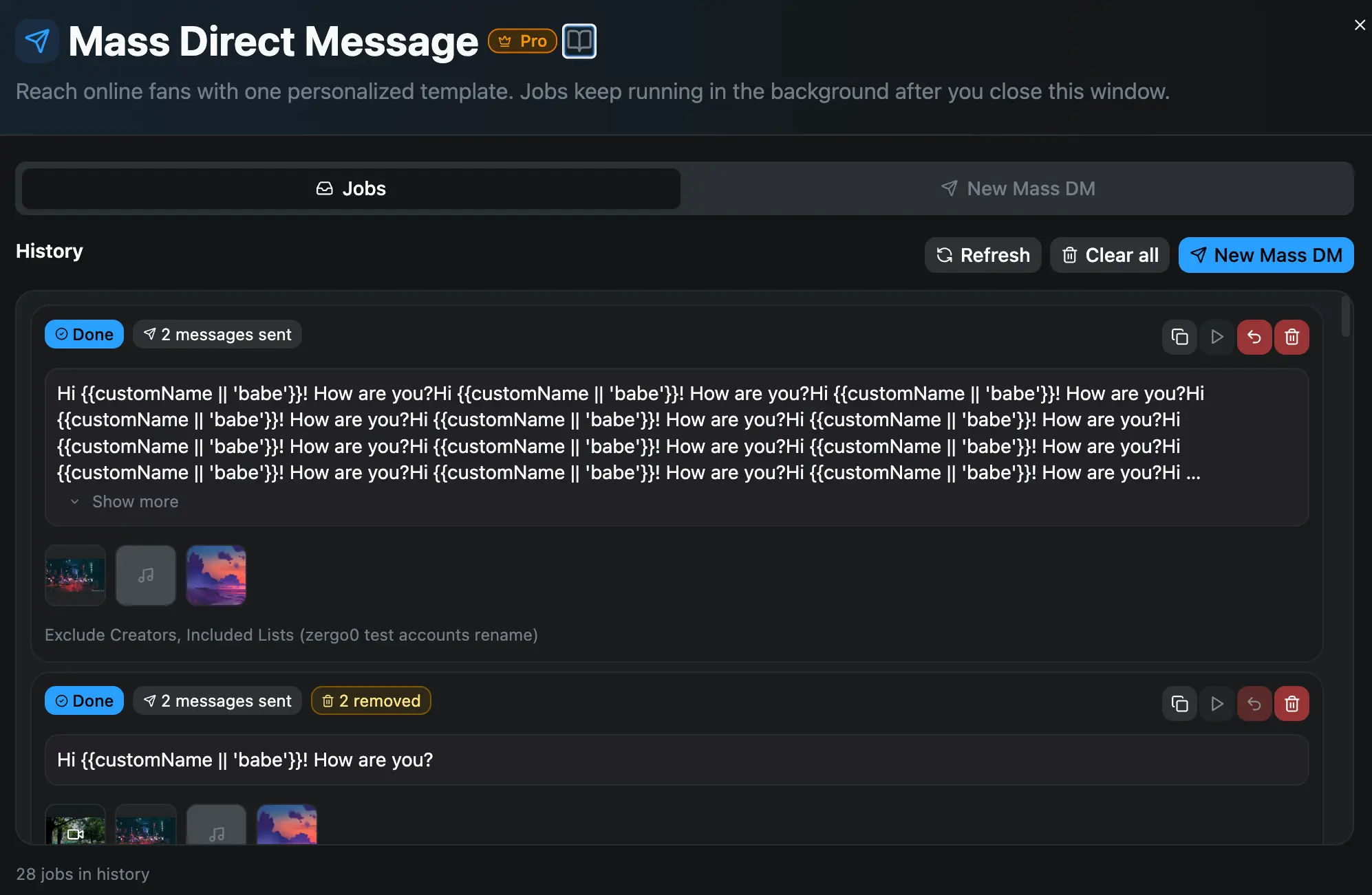 Mass Direct Message feature new ui preview