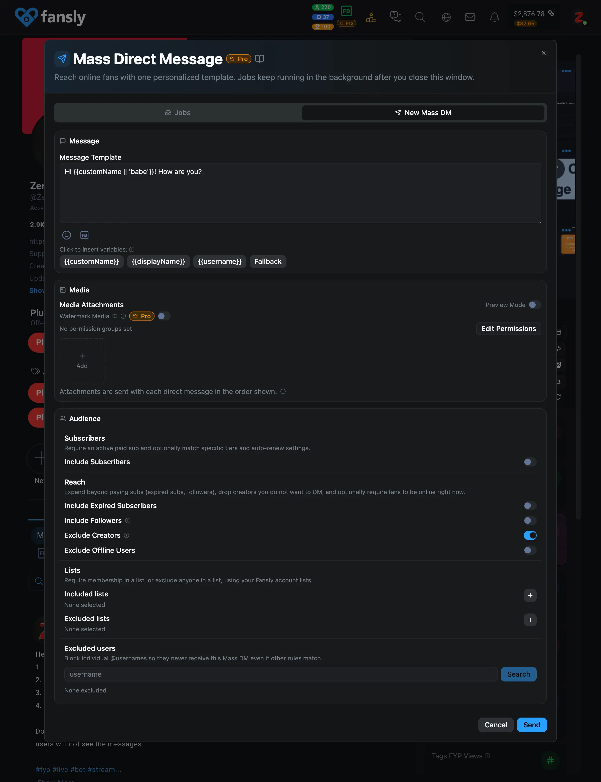 Mass Direct Message feature new ui preview 2
