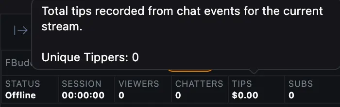 Livestream Statistics Bar feature Tips tooltip preview