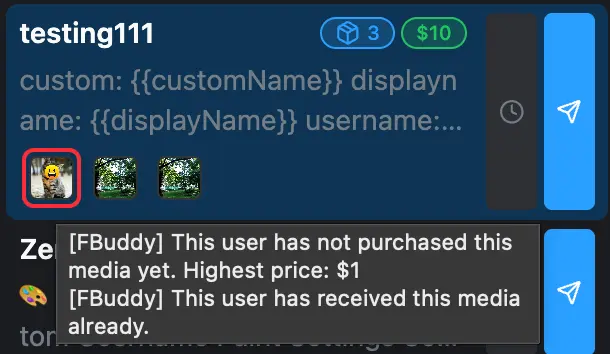 Text Templates media status indicators preview