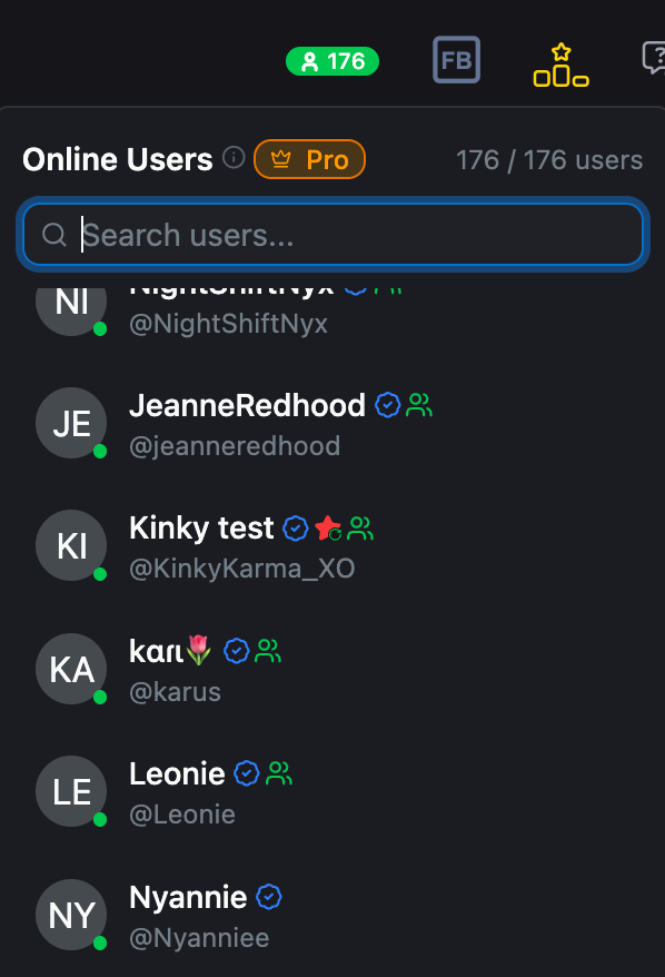 User icons in the Online Users section