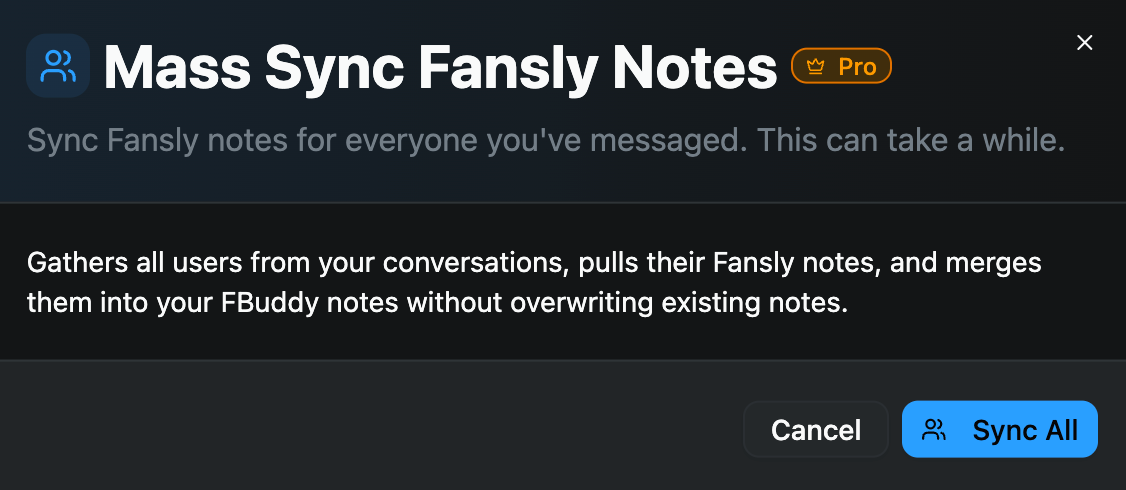 Mass Sync Fansly Notes feature