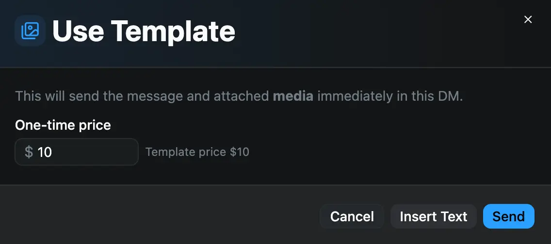 Text Templates one time price input