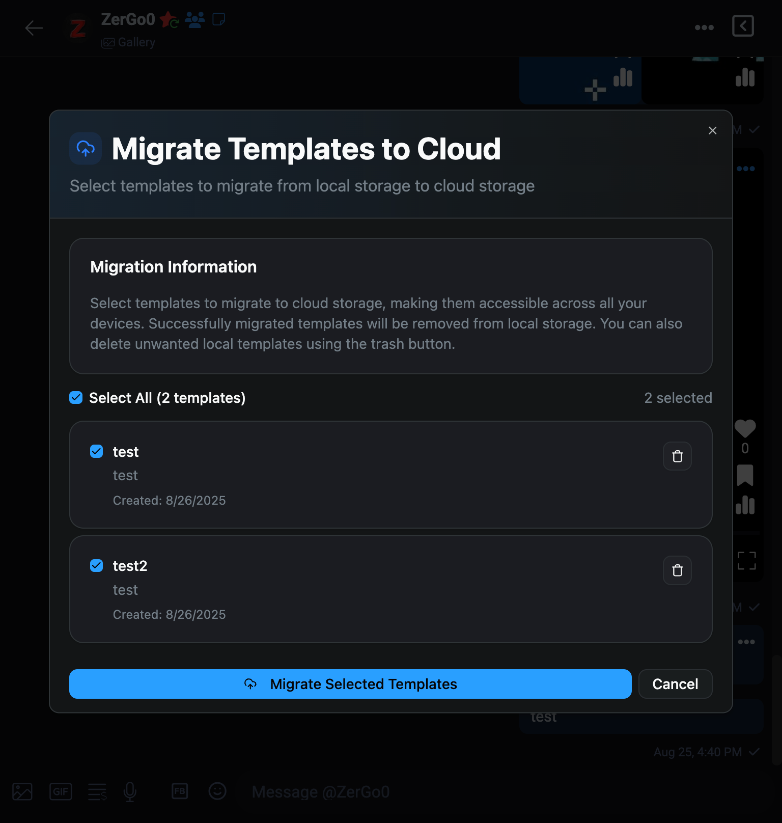 Message templates migration