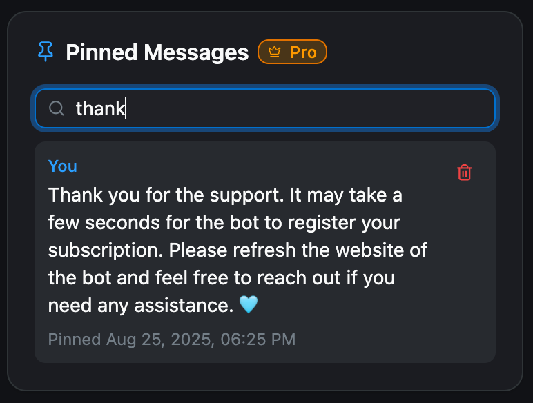 Pinned Messages search