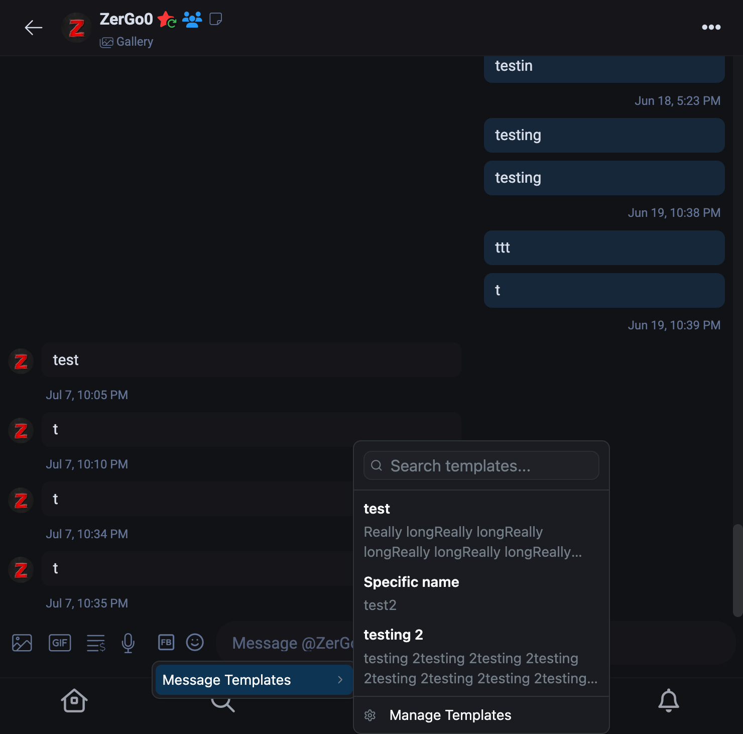Message templates
