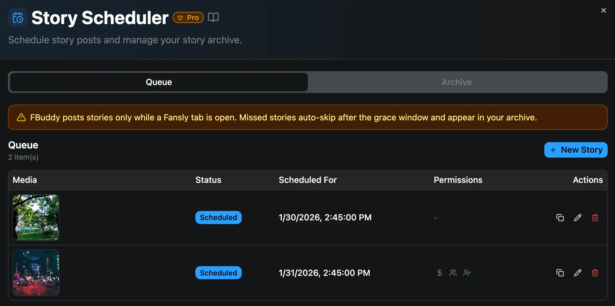 Story Scheduler feature preview