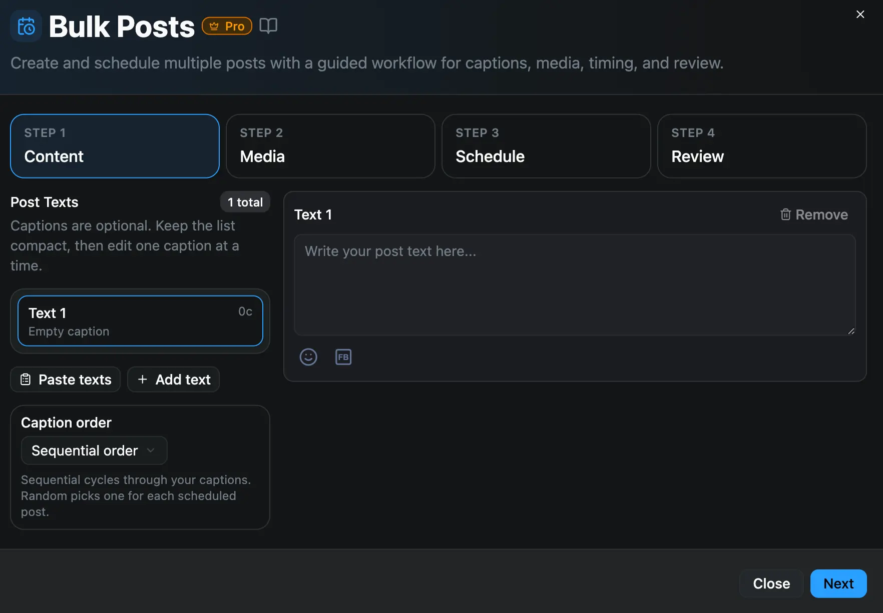 Bulk Posts feature new setup flow preview