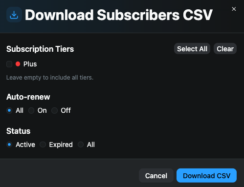 Download Subscribers CSV