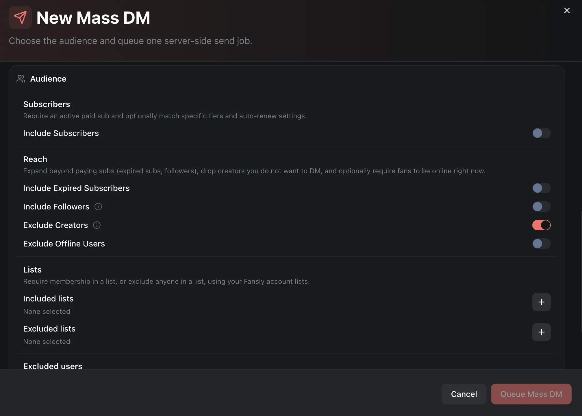 Mass Direct Messages feature preview